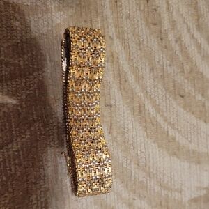 Gold and Silver Woven Bracelet Brass